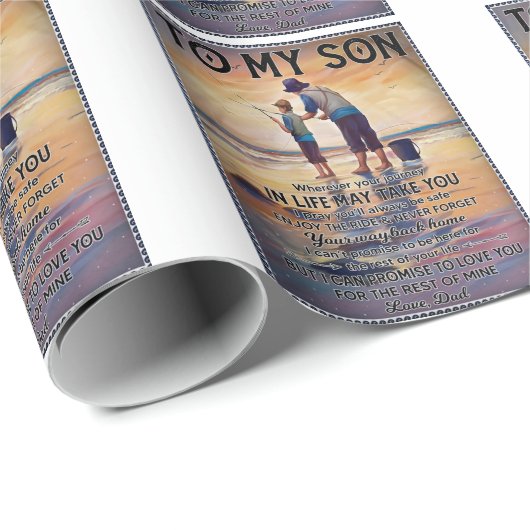 Wohin auch immer Ihre Reise in lebensfischen Vater Geschenkpapier (Rolleneckpunkt)