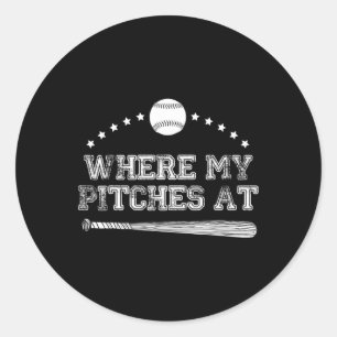Wohin meine Pitches bei Softball Pitcher Geschenk? Runder Aufkleber