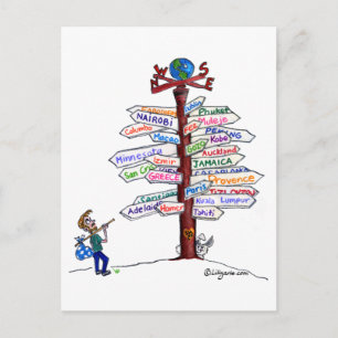 Wohin soll man gehen? Straßenschilder Postkarte in