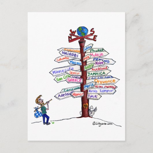 Wohin soll man gehen? Straßenschilder Postkarte in (Vorderseite)