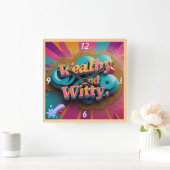 "Wohlhabende Witzig und Weise" Quadratische Wanduhr (Zuhause)