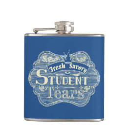 Wohlschmeckender Student zerreißt Hand gezeichnete Flachmann