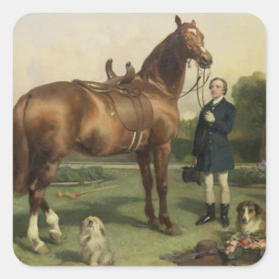 Wohlstand (Öl auf Leinwand) Quadratischer Aufkleber