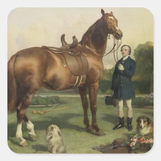 Wohlstand (Öl auf Leinwand) Quadratischer Aufkleber (Vorderseite)