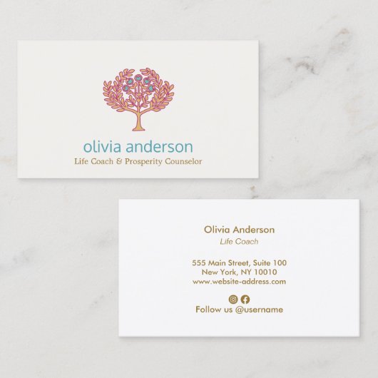 Wohlstandskarte Tree Health and Wellness Business Visitenkarte (Vorne/Hinten)