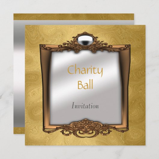 Wohltätigkeit Ball Gold Einladung (Vorne/Hinten)