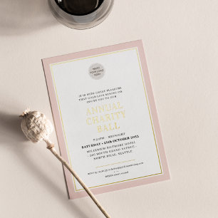 WOHLTÄTIGKEIT BALL Modernes, elegantes Logo in Ros Folieneinladung