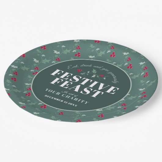 Wohltätigkeit Festliches Festmahl Weihnachtsfest Pappteller (Schrägansicht)