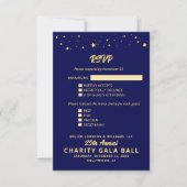 Wohltätigkeit Fundraiser Gala Event Navy Blue Gold RSVP Karte (Vorderseite)