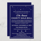 Wohltätigkeit Gala Ball Elegant Blau Silber Einladung (Vorne/Hinten)