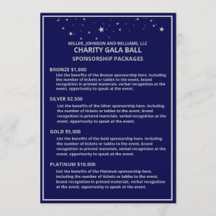 Wohltätigkeit Gala Ball Sponsoring Blue Silver Sta Ankündigung