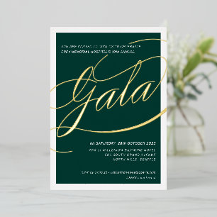 WOHLTÄTIGKEIT GALA elegante Kalligraphie, dunkelgr Folieneinladung