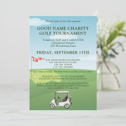 Wohltätigkeit Golf Turnier Einladung (Stehend Vorderseite)