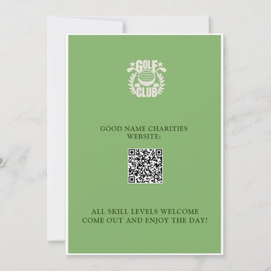 Wohltätigkeit Golf Turnier Logo QR Code Einladung (Rückseite)