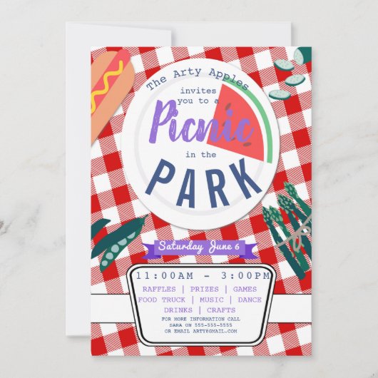 Wohltätigkeit Picknick Fundraiser PTA PTO Geburtst Einladung (Vorderseite)