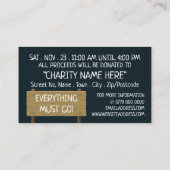 Wohltätigkeit Yard Sale Eventwerbung Visitenkarte (Rückseite)