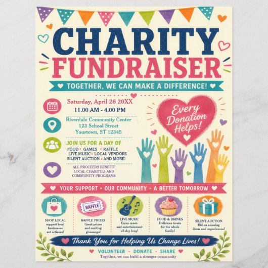 Wohltätigkeits-Fundraiser-Flugblatt Flyer (Vorne)