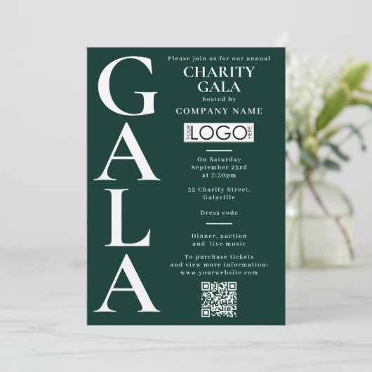 Wohltätigkeitsgala-Fundraising-Event QR-Code-Logo Einladung (Stehend Vorderseite)