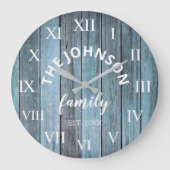 Wohn-Familienname Rustic Beach Große Wanduhr (Vorderseite)