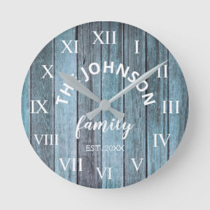 Wohn-Familienname Rustic Beach Runde Wanduhr