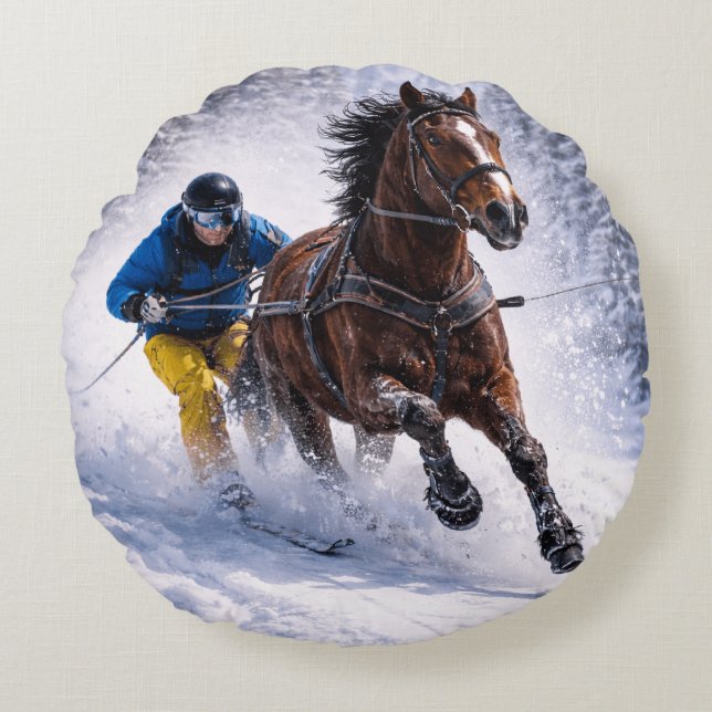 Wohnaccessoires Dekokissen Poufs | Winterpferd  (Vorderseite)