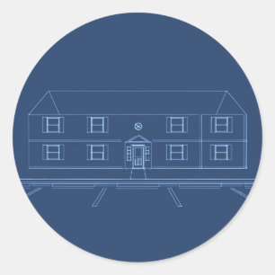 Wohngebäude / Haus: Bauplan Runder Aufkleber