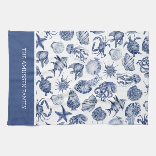 Wohngestaltung am blauen Meer Geschirrtuch (Horizontal)