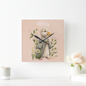 Wohngestaltung für niedliche Entenbezeichnung Quadratische Wanduhr (Zuhause)