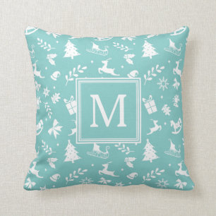 Wohngestaltung Pasta Aquamarin Monogramm Kissen