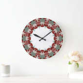 Wohngestaltung: Red White Tribal Lace Wall Clock Große Wanduhr (Zuhause)