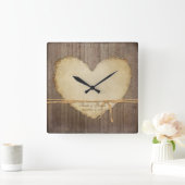 Wohngestaltung Rustikale Holzzaun-Karten Herz-Brid Quadratische Wanduhr (Zuhause)