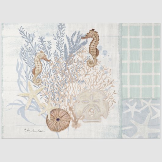 Wohngestaltung Starfish Seepferd Korallenwald Seidenpapier (Vorderseite)