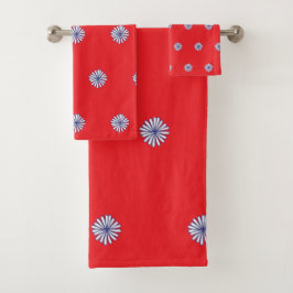 Wohngestaltung "White Petals Red" Badhandtuch Set