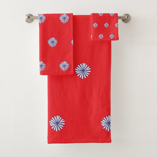 Wohngestaltung "White Petals Red" Badhandtuch Set (Insitu)