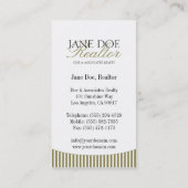 WohnGrundstücksmakler-Goldskript Stripes Weiß Visitenkarte (Rückseite)