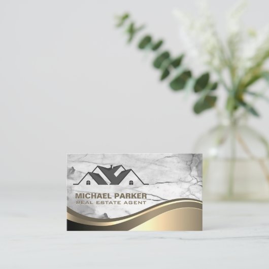 Wohnhaus | Marmor | Goldwave Visitenkarte (Stehend Vorderseite)