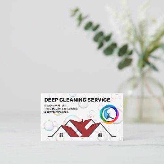 Wohnhaus | Squeegee Logo | Reinigung Visitenkarte (Stehend Vorderseite)