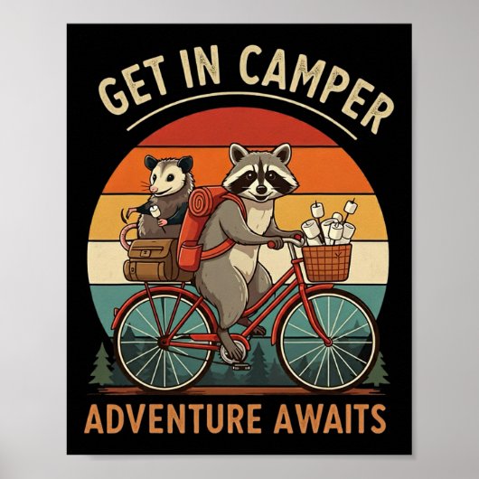 Wohnmobil-Abenteuer Waschbär Opossum Camping mit d Poster (Vorne)