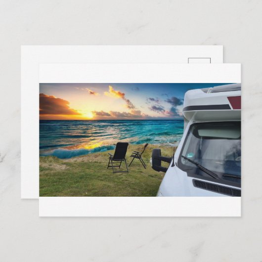 Wohnmobil am Meer Kaffeetasse Postkarte (Vorne/Hinten)