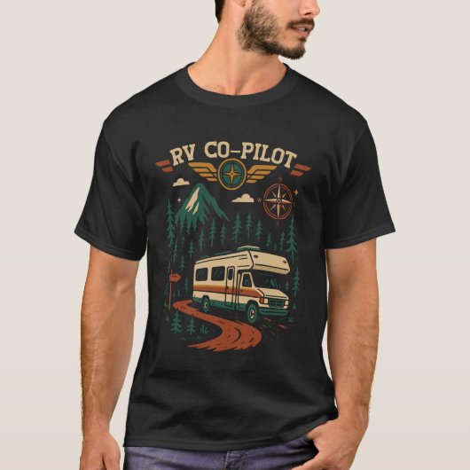 Wohnmobil Camping Retro Rv Kopilot T-Shirt (Vorderseite)