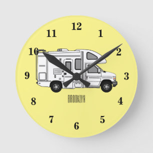 Wohnmobil Cartoon-Illustration Runde Wanduhr