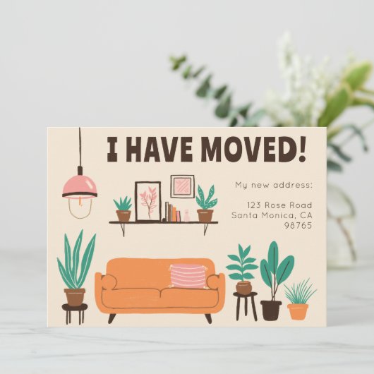 Wohnraumkarte für den Umzug Einladung (Stehend Vorderseite)