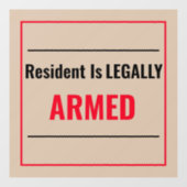Wohnsitz ist LEAGAL ARMED Fensteraufkleber (Blatt)