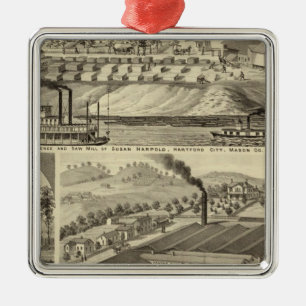 Wohnsitz und Sägemühle von Susan Harpold Silbernes Ornament