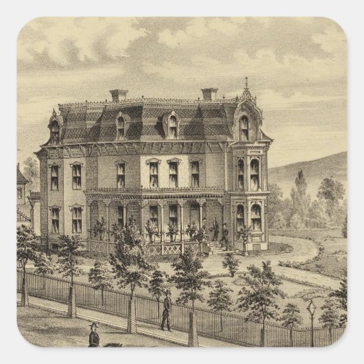 Wohnsitz von AM Brown Quadratischer Aufkleber (Vorderseite)