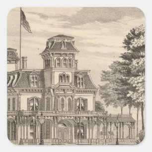 Wohnsitz von Genl HH Baxter in Rutland Vermont Quadratischer Aufkleber