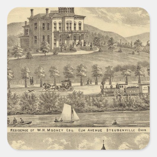 Wohnsitz von WH Mooney Quadratischer Aufkleber (Vorderseite)