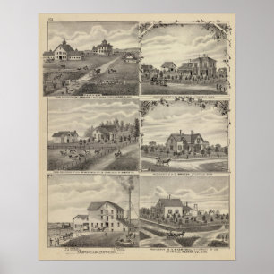 Wohnsitze, Bauernhöfe, Mühle in Litchfield, Poster