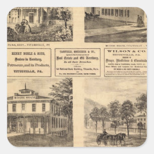 Wohnsitze, Hotels, Titusville, Franklin Quadratischer Aufkleber