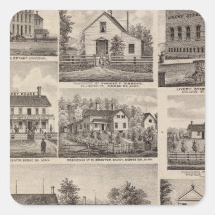 Wohnsitze und Bauernhof-Gebäude, Owatonna, Quadratischer Aufkleber
